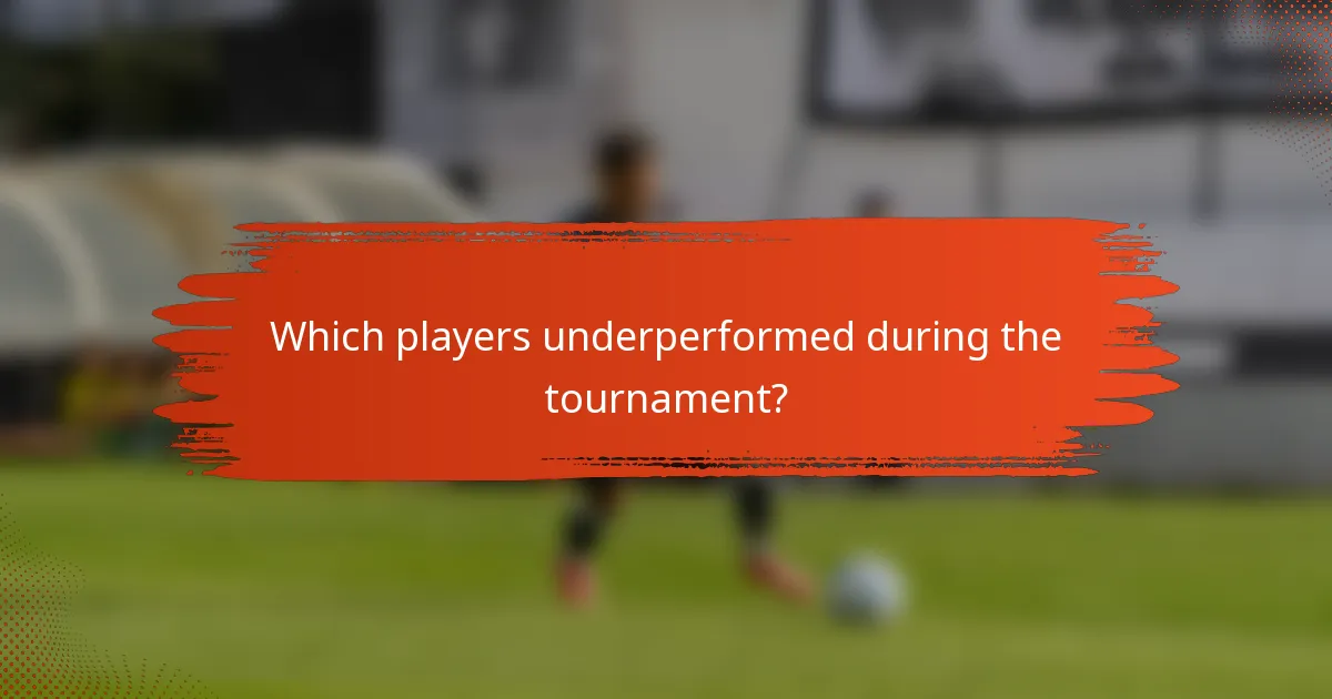 Which players underperformed during the tournament?