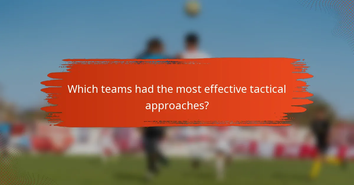 Which teams had the most effective tactical approaches?